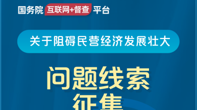 操操操爽国务院“互联网+督查”平台公开征集阻碍民营经济发展壮大问题线索